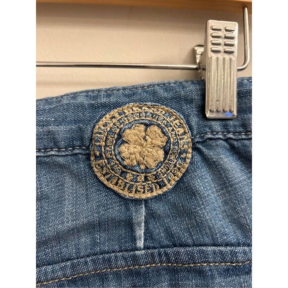 Y2K Lucky Brand Jeans Japanese Ukiyoe Art Pattern Cropped Jeans size 29 Hippie - Picture 8 of 12